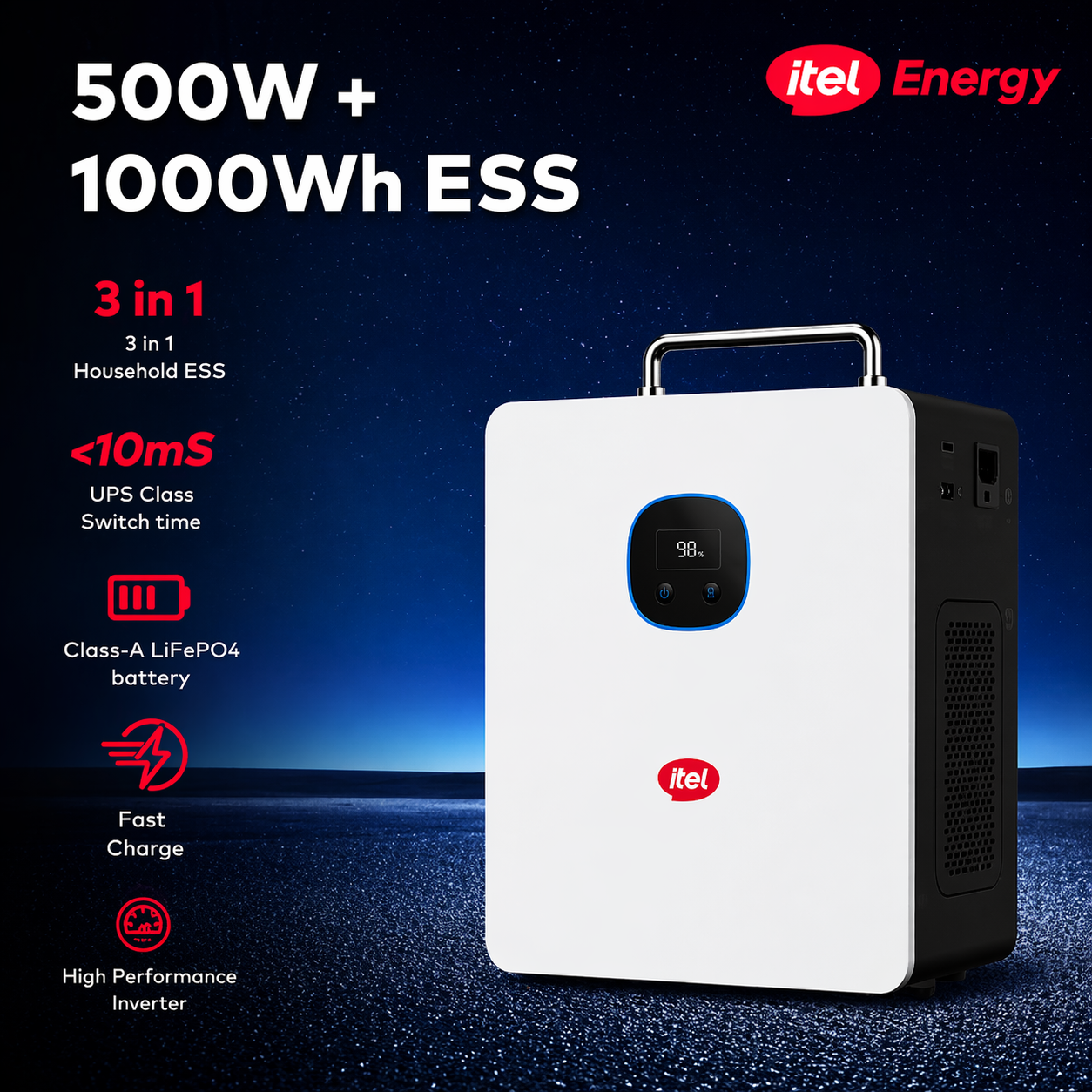 Itel Energy 500W Inverter + 1000Wh Battery (All-in-One Power System)