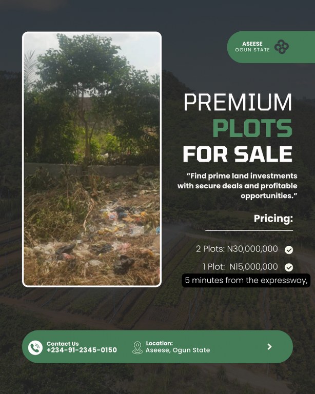 Hot Property Alert! Land for Sale in Ogun State (Negotiable Price) Call 09123450150