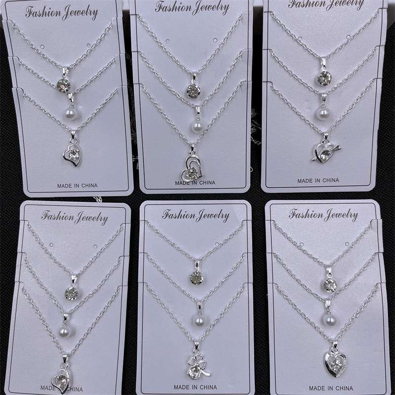 Trendy 3-Layer Charm Necklace Set – Gold & Silver